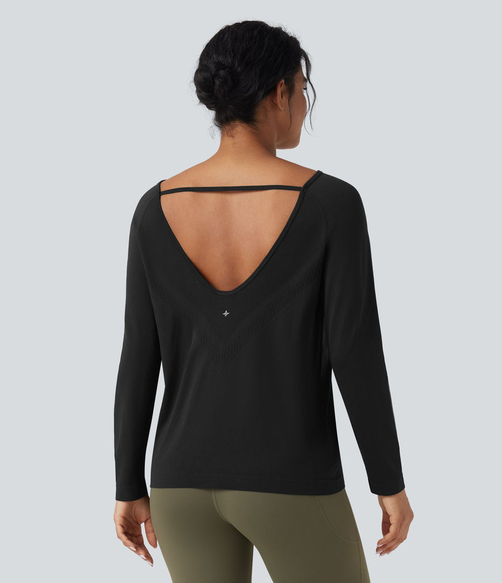 Haut de sport décolleté rond à manches longues sans couture OneForm Seamless Flow