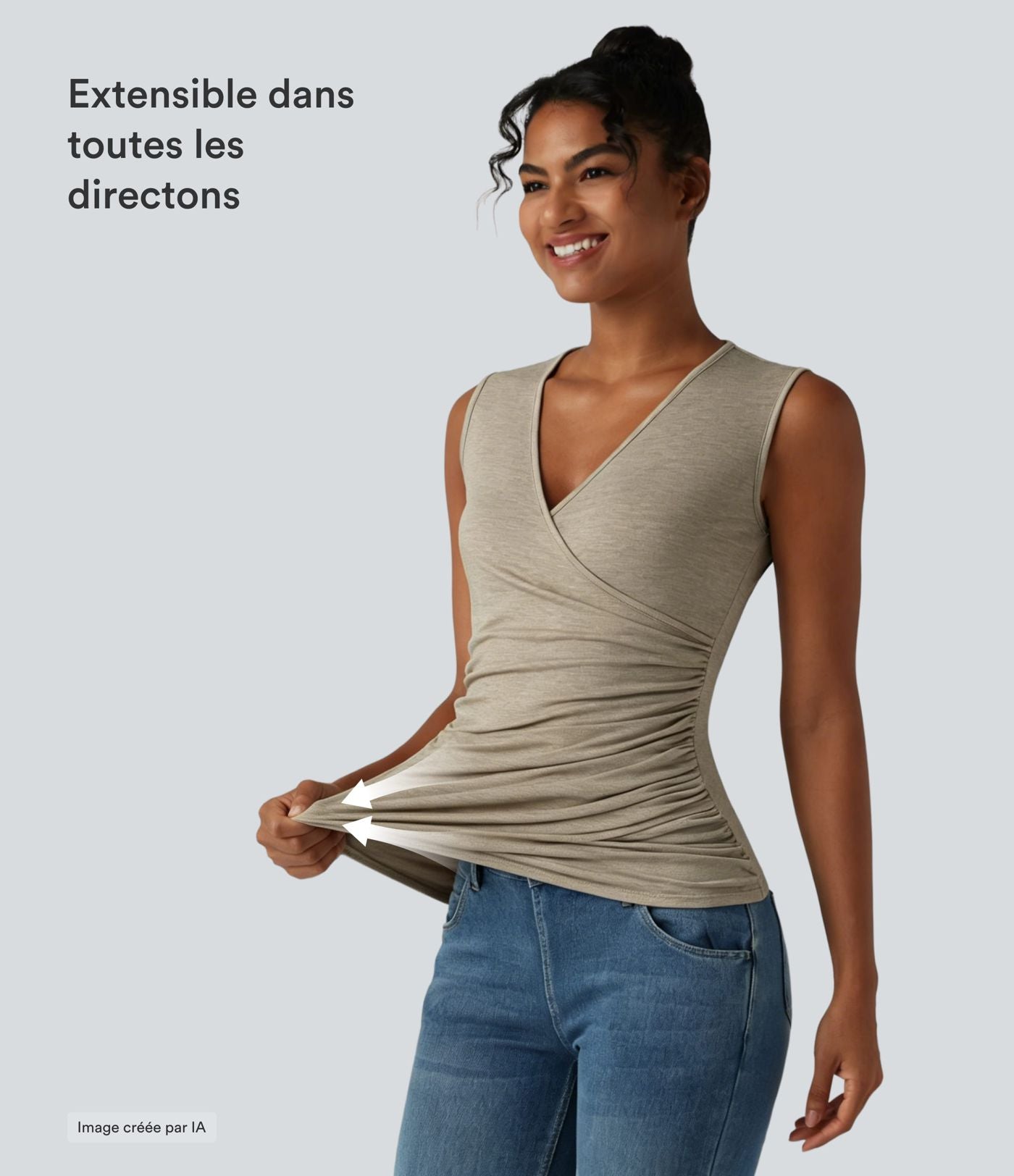 Débardeur casual froncé croisé col V