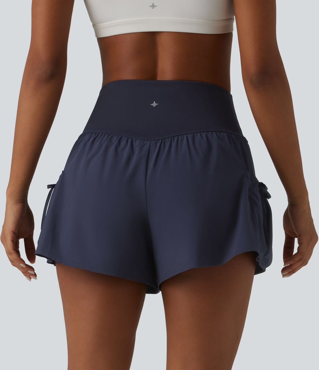 Short de sport ample 2 en 1 taille haute avec poches