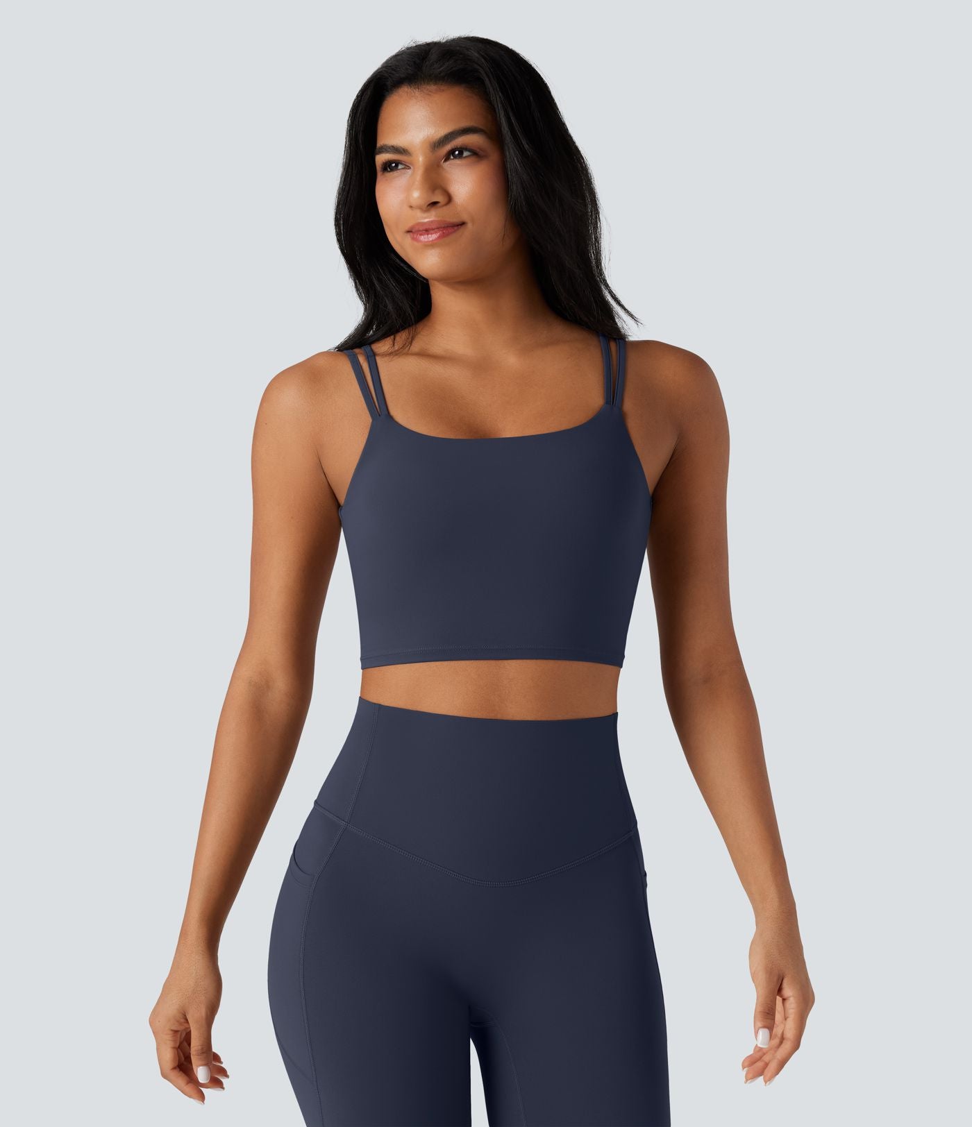 Débardeur yoga court Halara UltraSculpt™ double bretelles torsadé dos nu