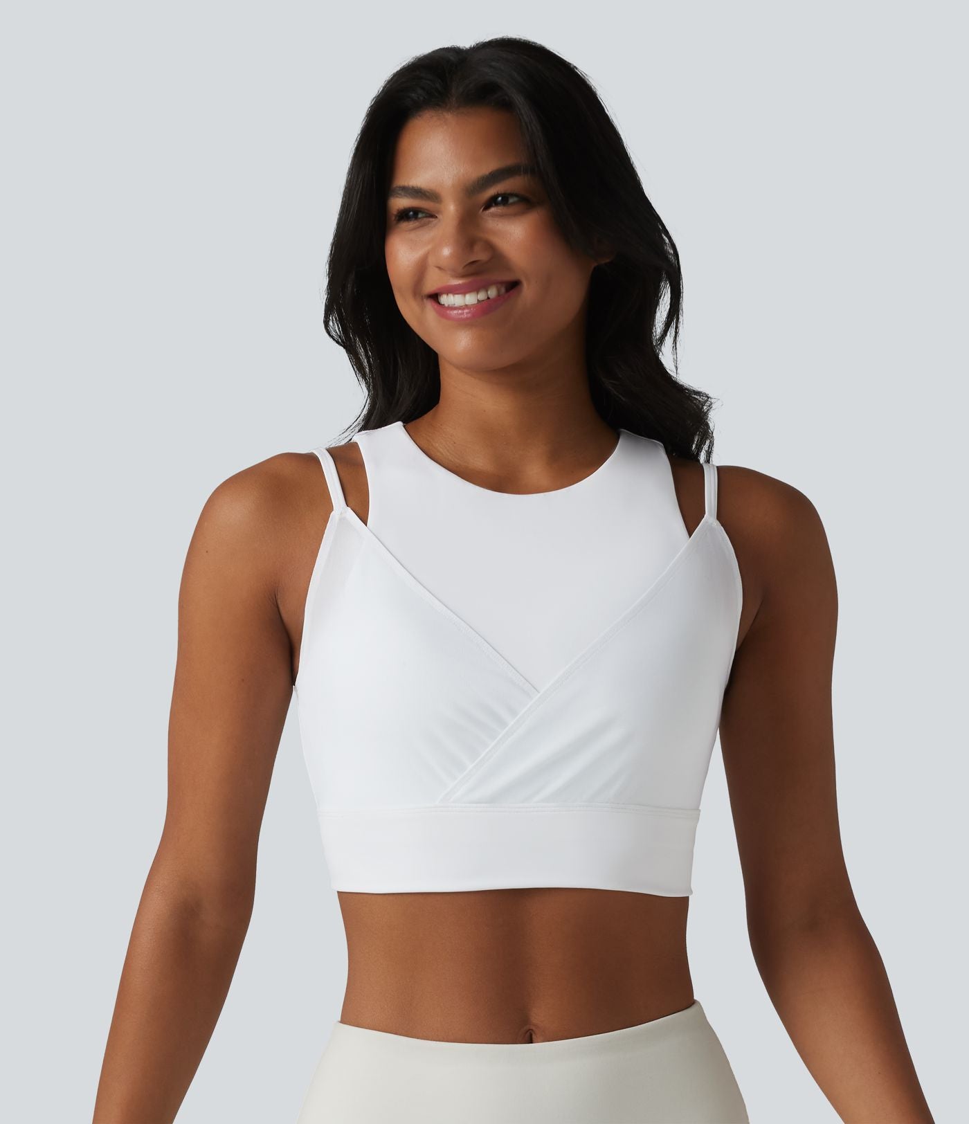 Brassière de sport SoftlyZero™ Airy à maintien léger, croisée, en mesh respirant, 2-en-1, avec brassière intégrée, à effet frais InstantCool, protection solaire UPF50+