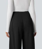 Pantalon tailleur large taille haute en crêpe avec poches Halara Flex™