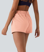 Short 7,5cm Casual à Taille Moyenne avec Ceinture Élastique Cordon de Serrage et Poches Latérales Ruchées