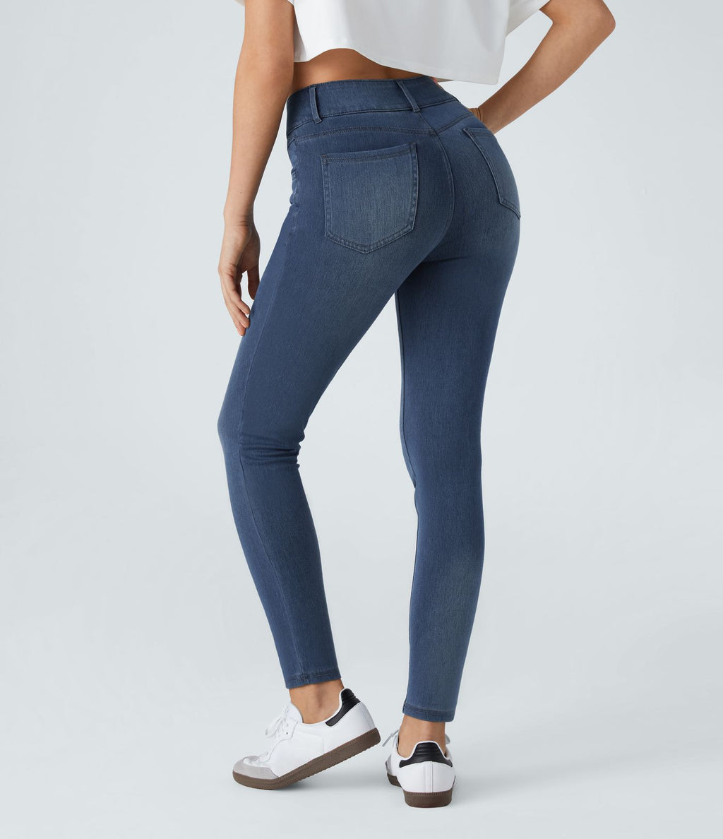 Halara Flex™ Jean skinny Casual Taille Haute Fermeture Éclair Boutonnés Plusieurs Poches Tricot Extensible