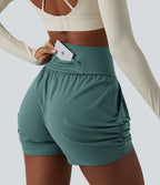 Short de yoga SoftlyZero™ Airy taille haute froncé effet frais InstantCool 7,5 cm avec poches