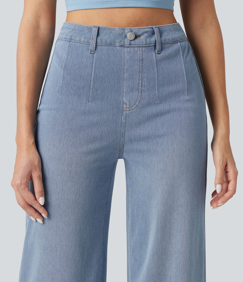 Jean large décontracté Halara Flex™ Curvy taille haute gainant avec poches