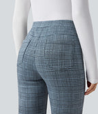 Halara Flex™ Pantalon skinny tailleur taille haute à motif pied-de-poule avec poches arrière