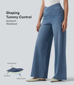 Halara Flex™ Jean large taille haute croisée ventre plat avec poches