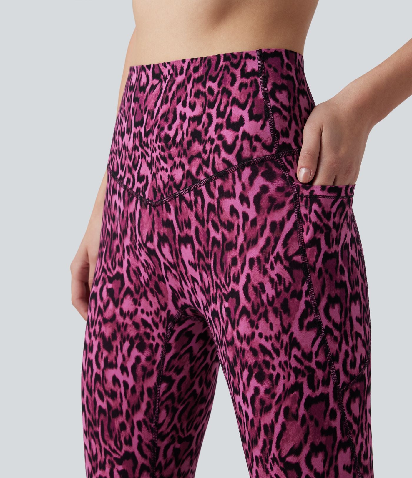 Legging de yoga gainant taille haute imprimé léopard avec poches Halara UltraSculpt™
