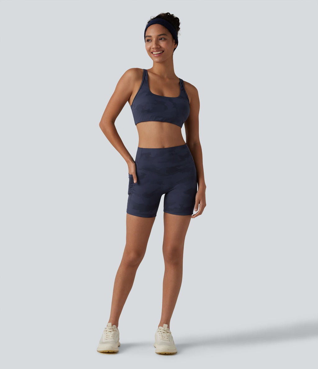 Short cycliste Halara UltraSculpt™ imprimé camouflage taille haute gainant 12,5 cm avec poches