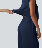 Combinaison casual sans manches col V cordon de serrage avec poches - Easy Peasy
