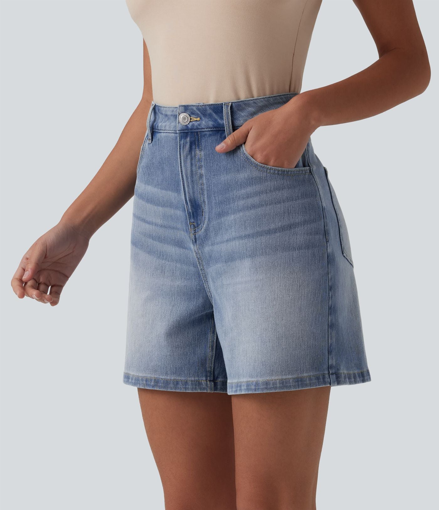 Short denim ample décontracté Halara Flex™ taille haute avec poches
