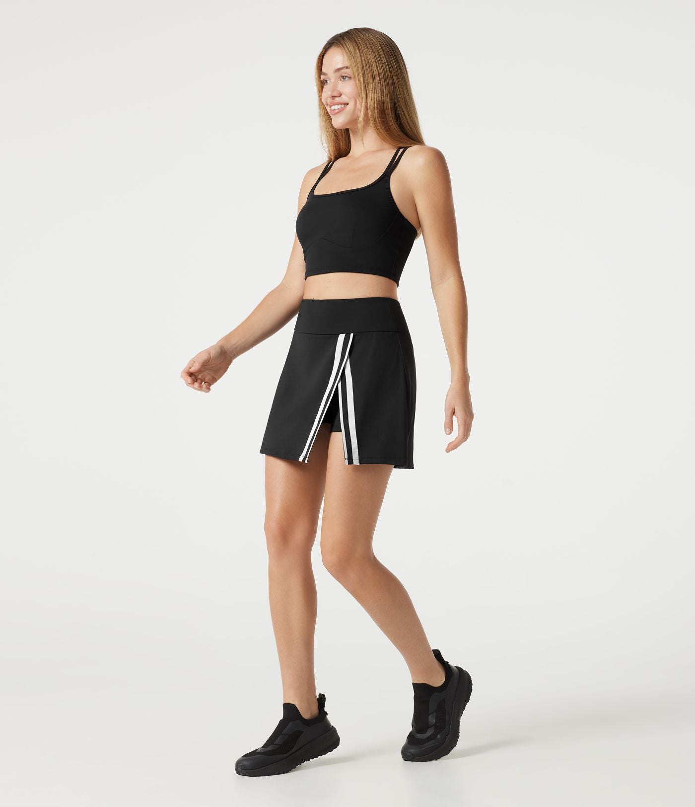 Jupe de yoga mini SoftlyZero™ Airy 2-en-1, taille haute, color block, à effet frais InstantCool, à poche, protection solaire UPF50+