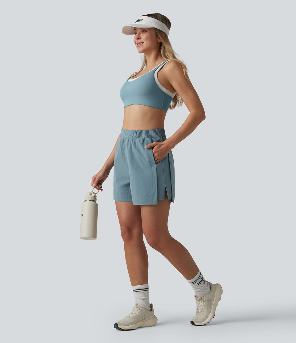 Short de tennis taille haute effet frais InstantCool avec fentes et poches, protection solaire UPF50+