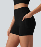 Short cycliste de yoga gainant côtelé taille haute UltraSculpt™ 12,5 cm avec poches