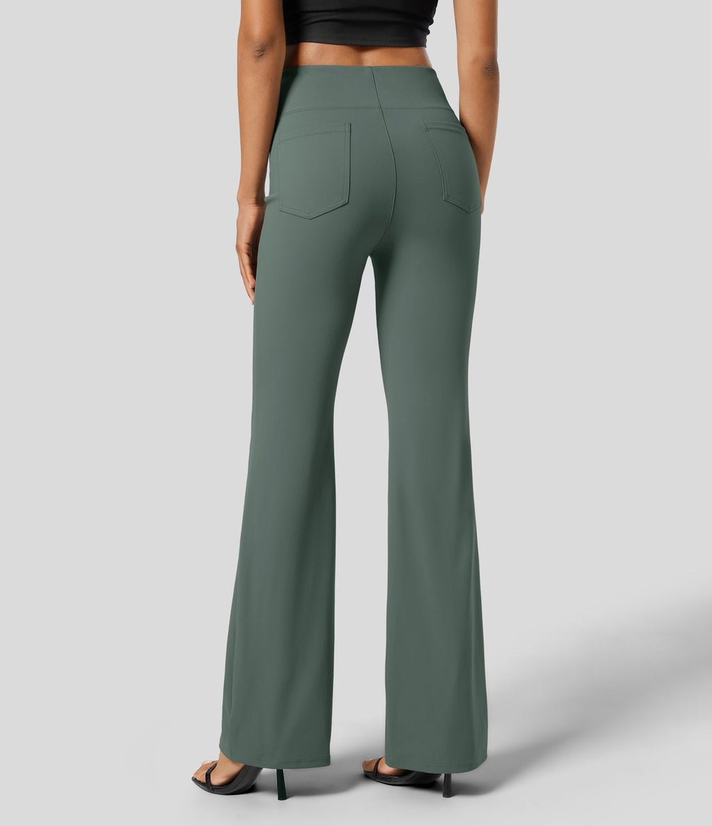 Pantalon tailleur légèrement évasé taille haute avec poches arrière Halara Flex™