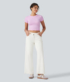 Haut de sport yoga OneForm sans couture Flow col rond manches courtes raglan ajusté