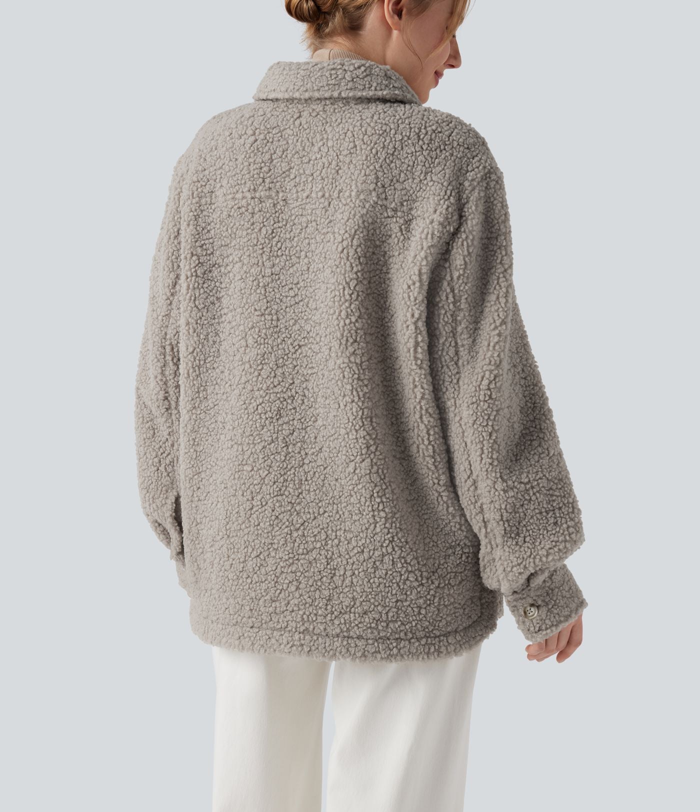 Veste sherpa à col à manches longues avec poches