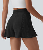 Short tailleur casual tricot pull taille haute 7,5 cm avec cordon de serrage et poches