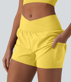 Short de yoga 2-en-1 SoftlyZero™ Airy croisé taille haute 7,5 cm effet frais InstantCool avec poches
