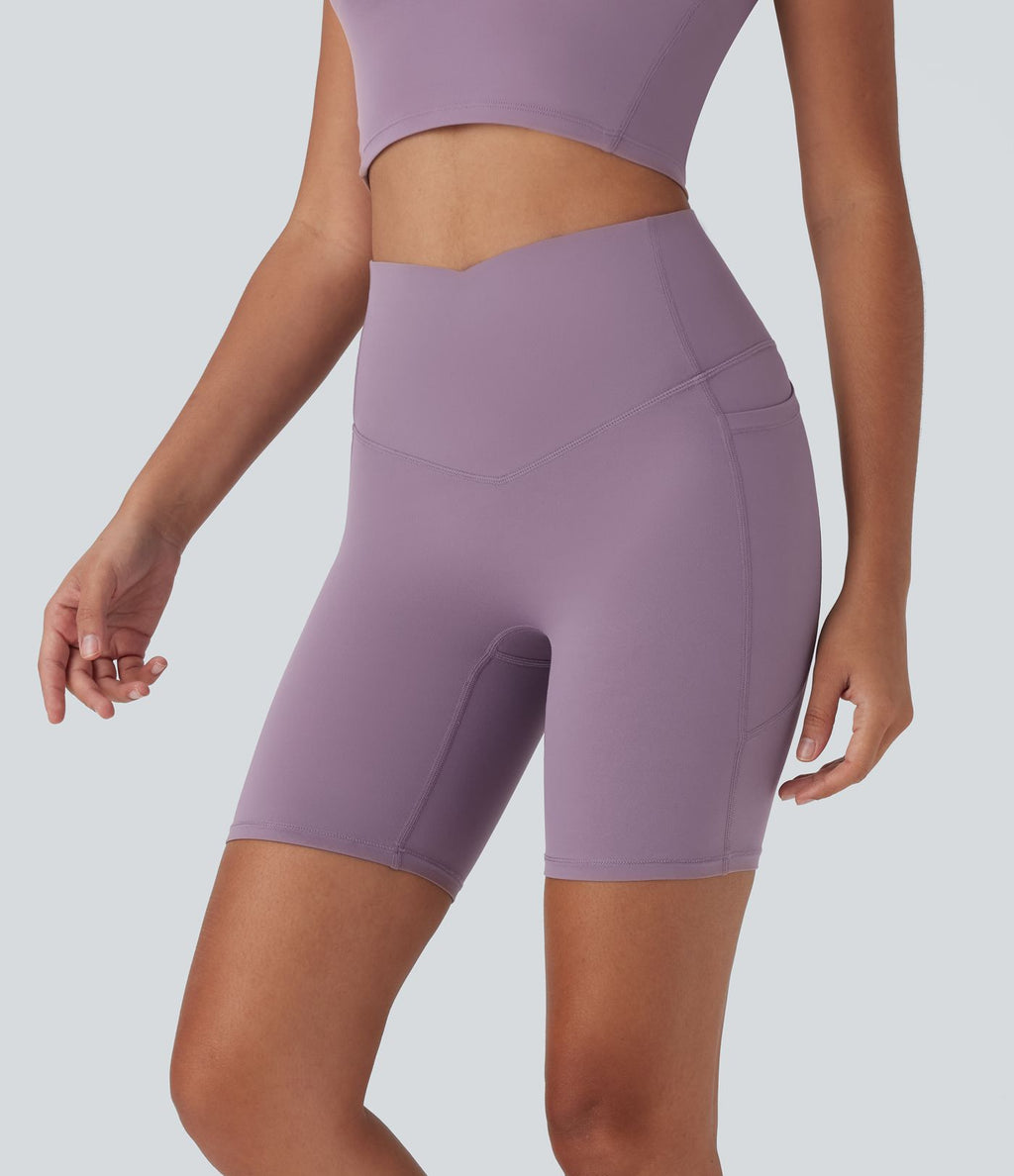 Pantalon large fluide décontracté gainant taille haute avec poches