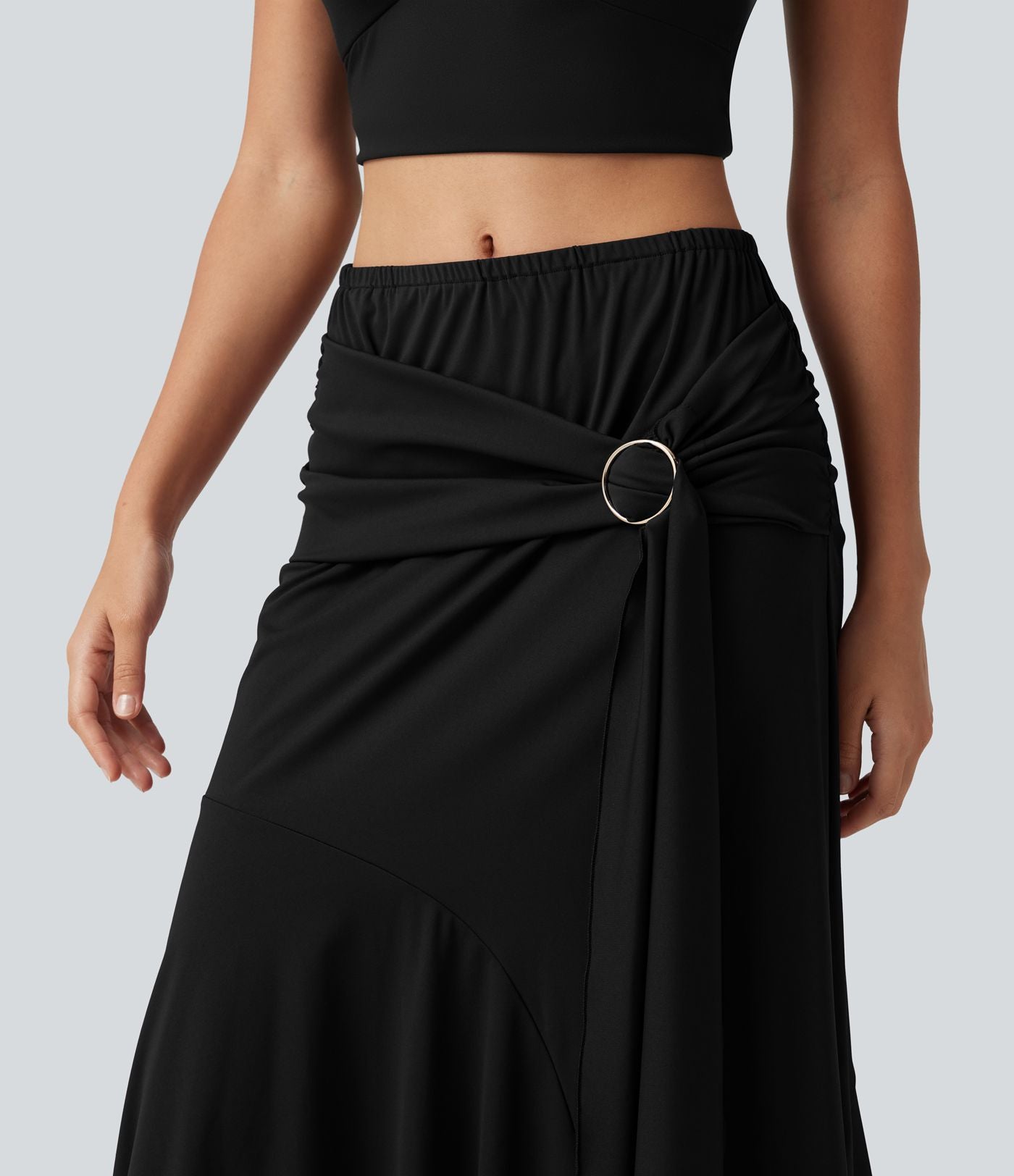 Jupe de soirée maxi taille mi-haute froncée coupe sirène