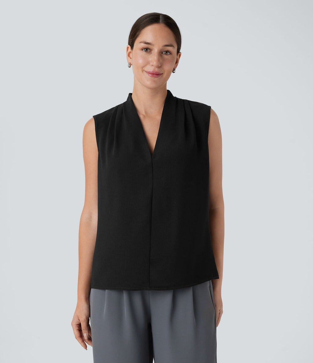 Blouse sans manches col V pour le bureau