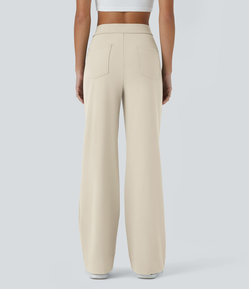 Pantalon taille haute coupe droite DayStretch avec poches