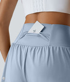 Short 7,5cm Yoga 2 en 1 Super Taille Haute Poches Arrière Poches Cachées Latérales