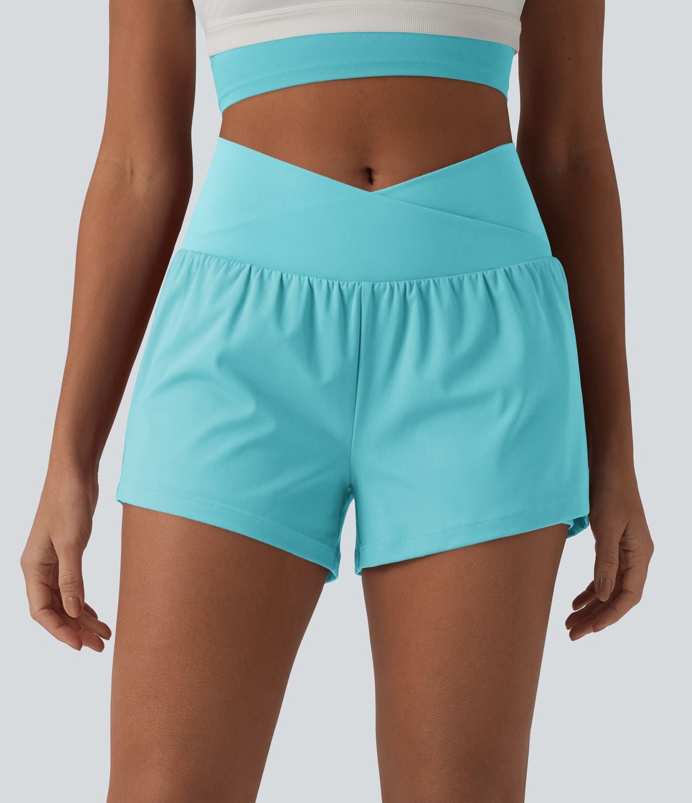 Short de yoga 2-en-1 SoftlyZero™ Airy croisé taille haute 7,5 cm effet frais InstantCool avec poches