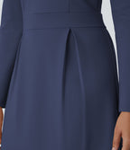 Robe de travail mini ajustée col rond à épaulettes à manches longues et ourlet