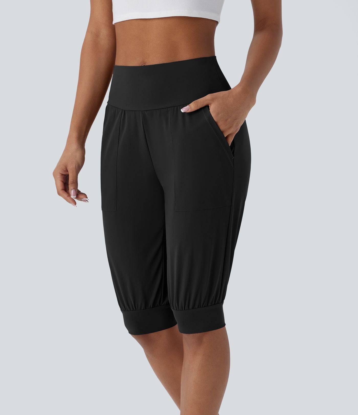 Short décontracté taille haute avec poches latérales