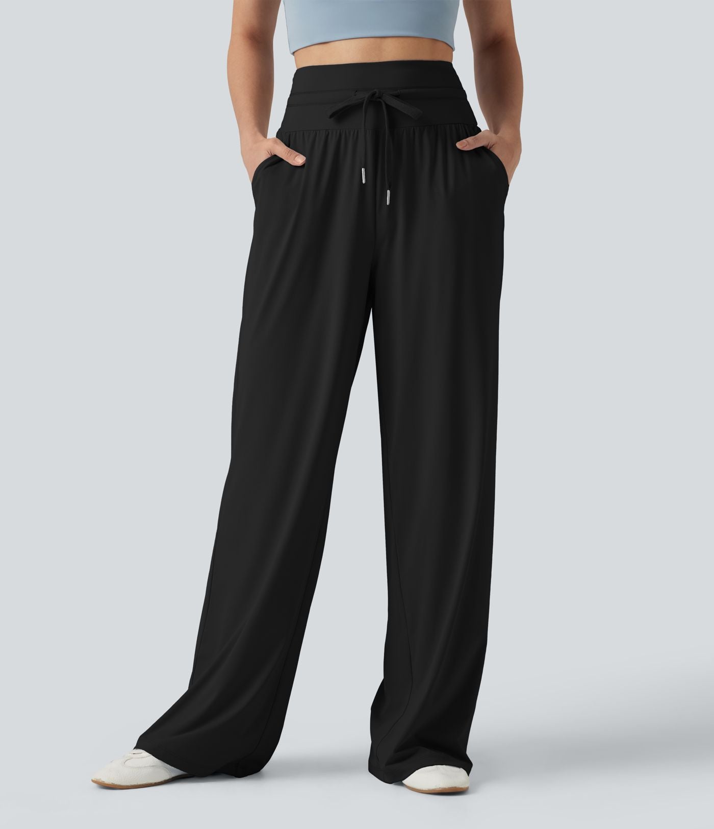 Pantalon large décontracté, taille haute, cordon de serrage, à effet frais InstantCool, avec poches, protection solaire UPF50+
