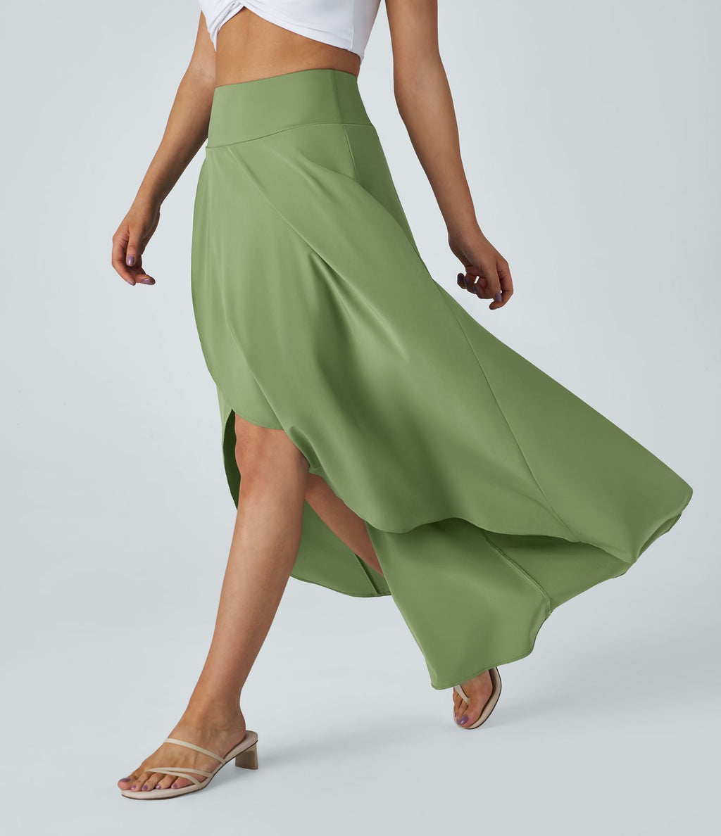 Jupe Longue Casual Breezeful™ Taille Haute à Volants 2en1 Fluide Sèchement Rapide Quotidien Maxi