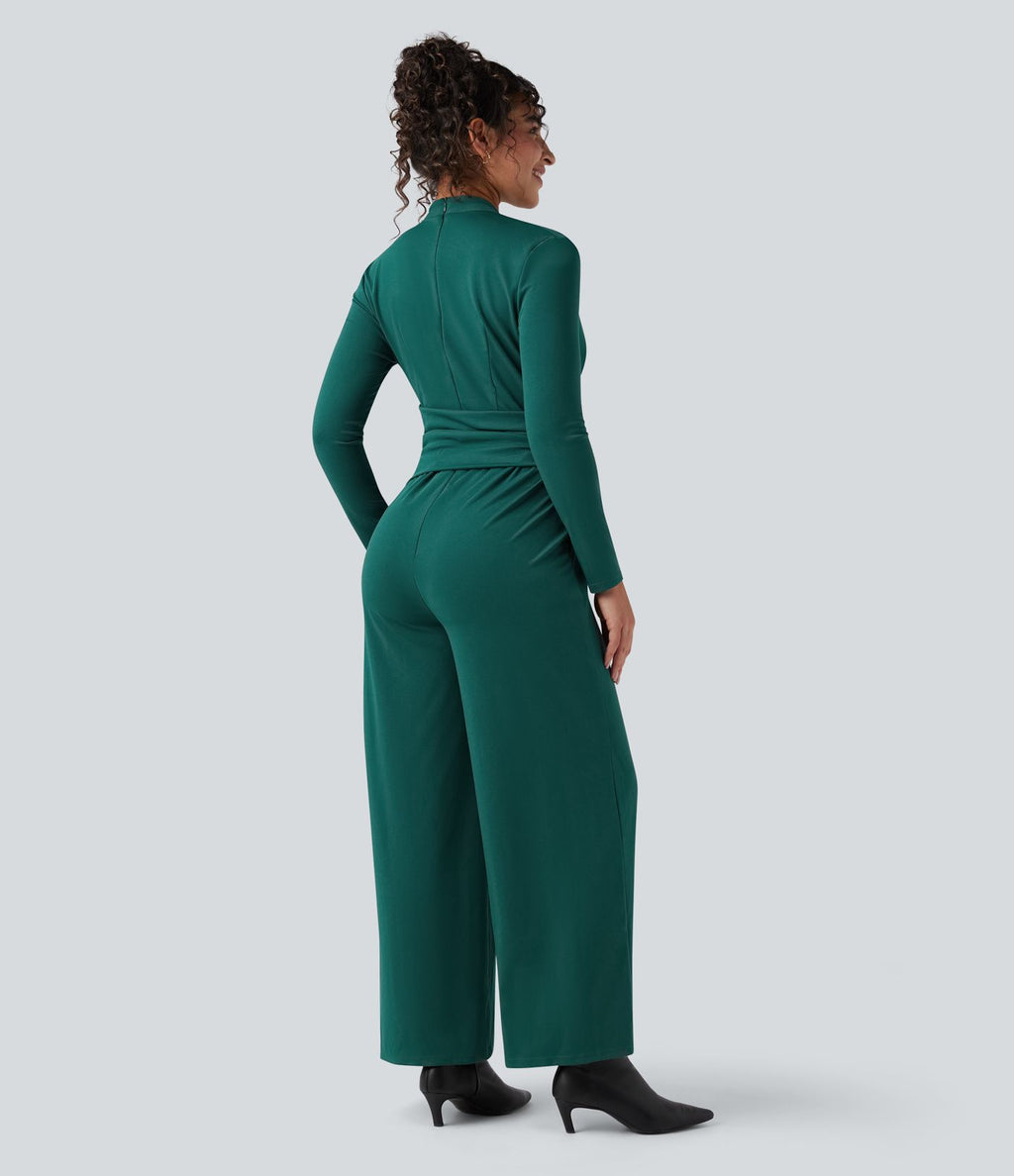 Combinaison tailleur col V manches longues avec zip et poches - Easy Peasy