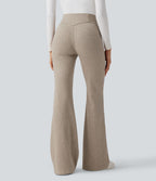 Pantalon  taille haute décontracté évasé côtelé gainant