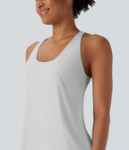 Débardeur yoga dos nu col U avec bretelles croisées, ourlet arrondi et effet frais InstantCool, protection solaire UPF50+