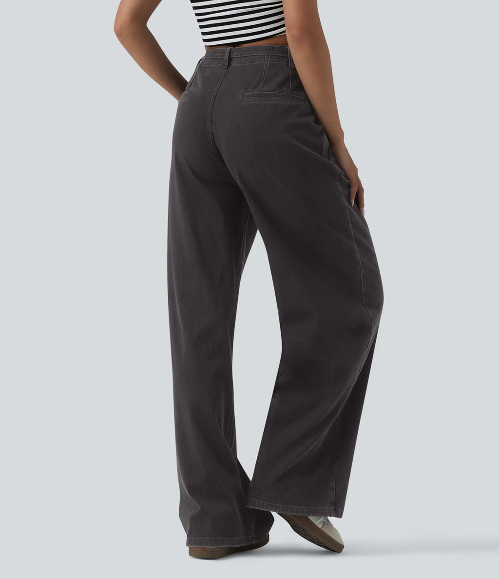 Jean large Halara Flex™ casual taille haute avec ceinture et poches
