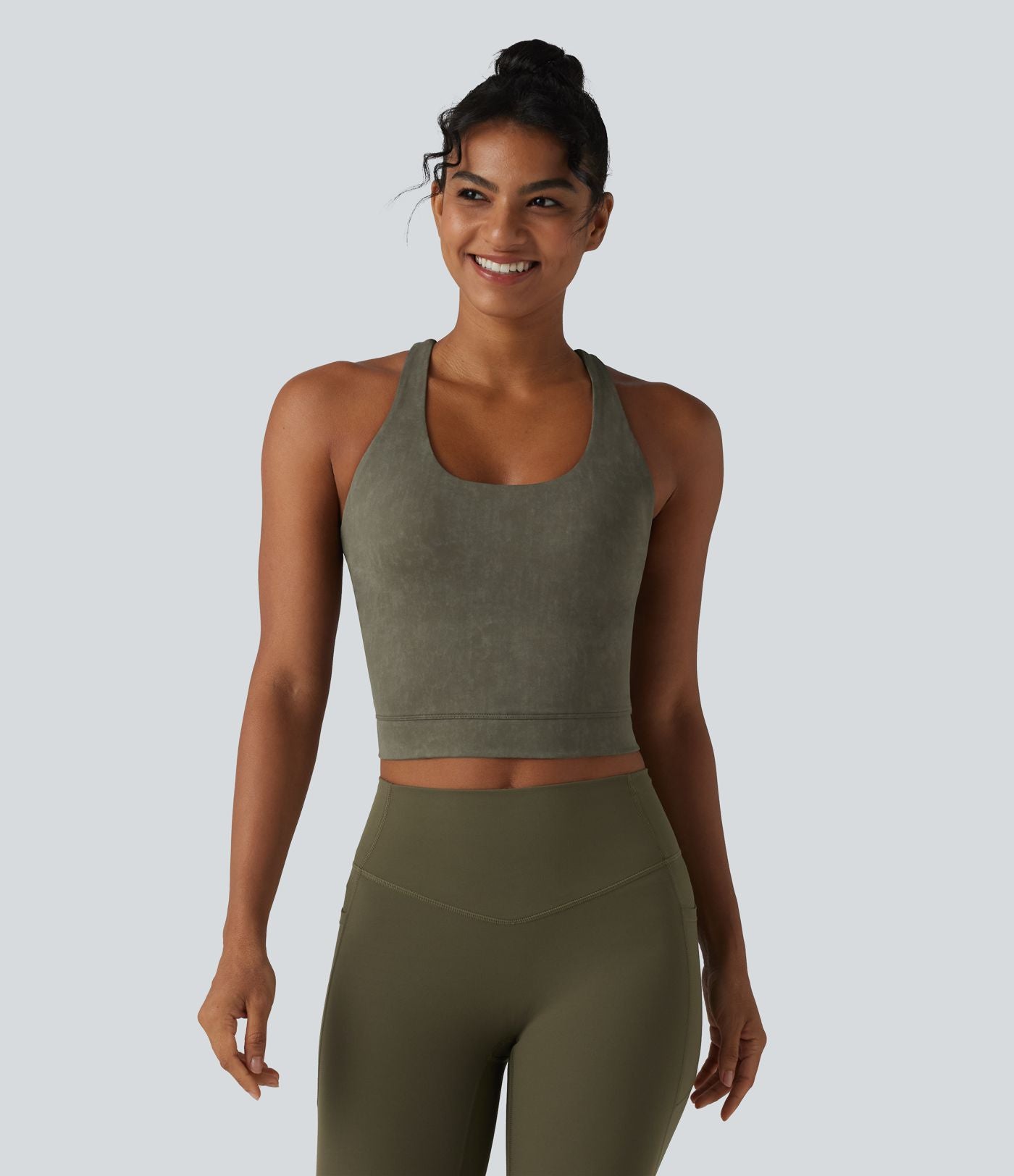 Brassière de sport courte col U dos nageur avec brassière intégrée