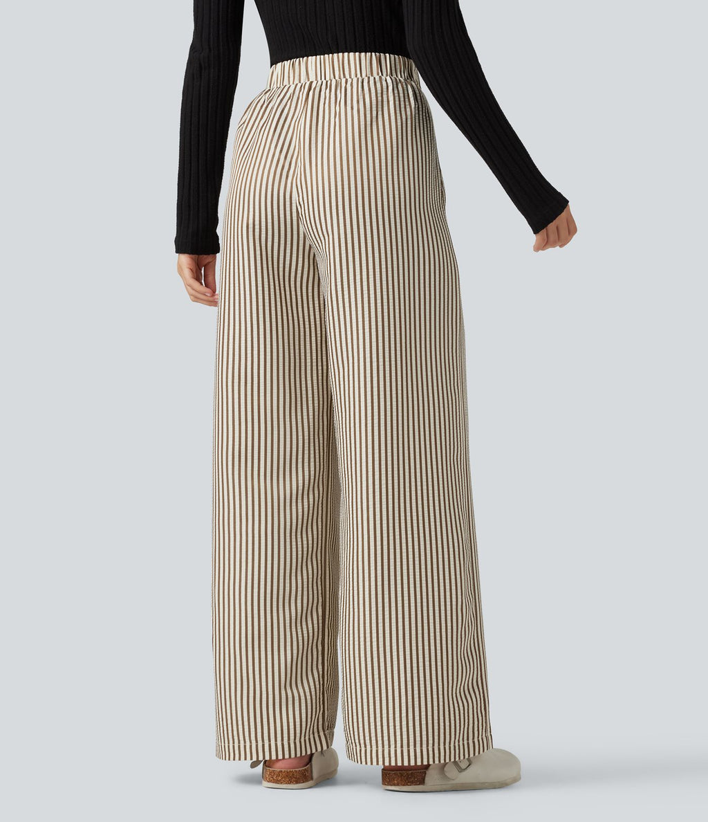 Pantalon d'intérieur ample taille haute à rayures avec poches