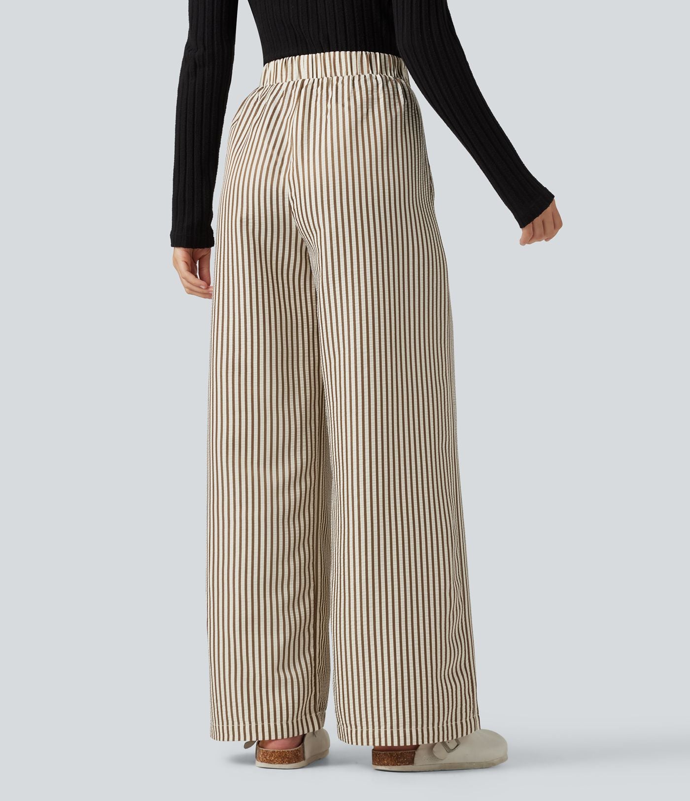 Pantalon d'intérieur ample taille haute à rayures avec poches
