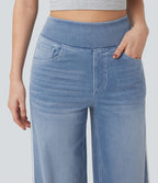 Halara Flex™ Jean large fluide délavé taille haute à rayures avec poches
