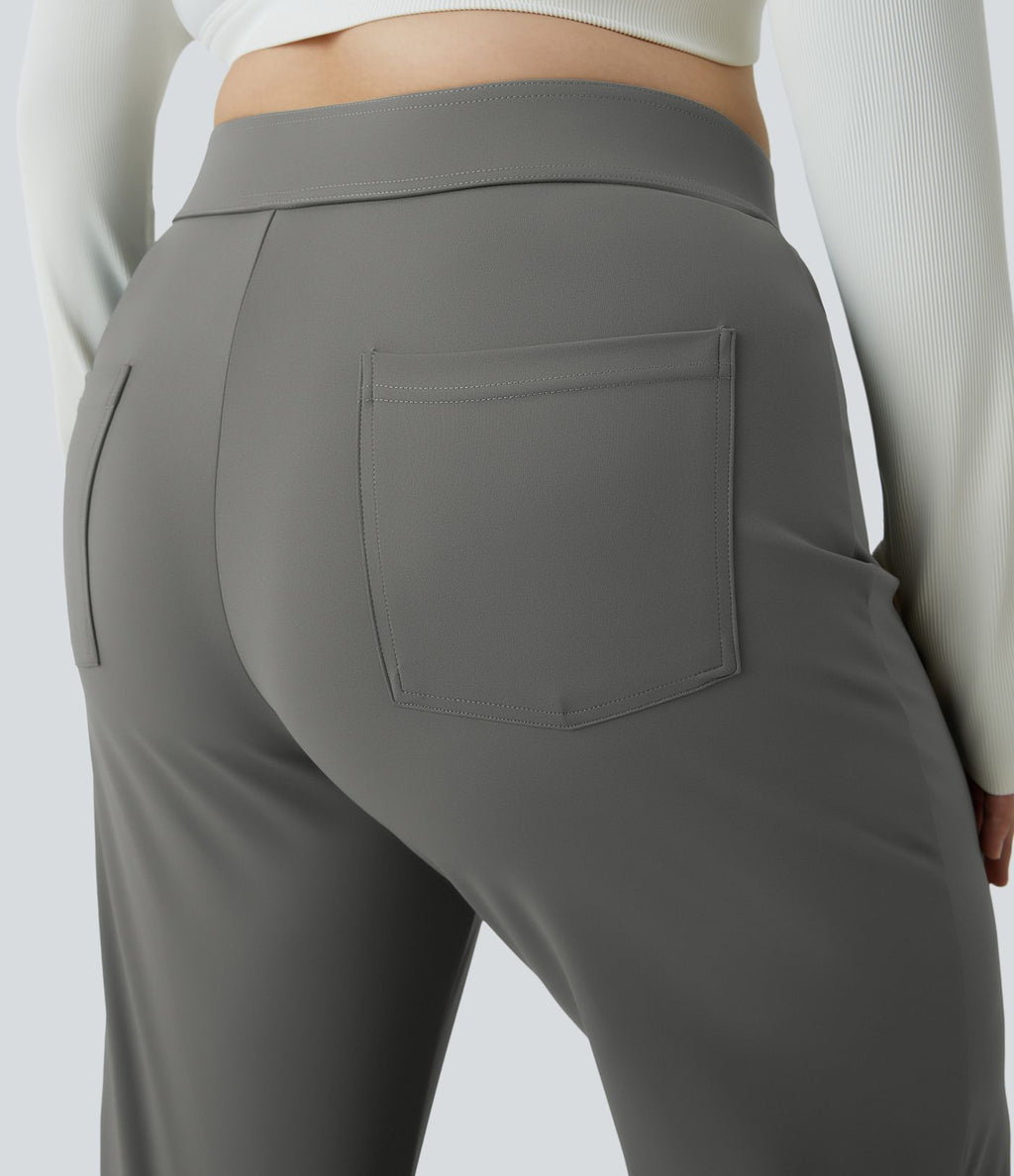 Pantalon coupe droite grande taille taille haute DayStretch avec poches