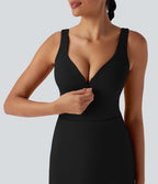 Robe de yoga active 2-en-1 Softlyzero™ Plush dos nu avec bonnets moulés push-up fermeture éclair bretelles ajustables et poches - Easy Peasy