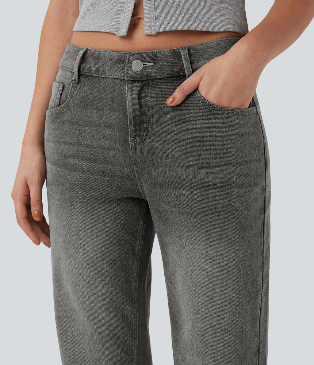 Jean décontracté Halara Flex™ taille basse coupe droite avec poches