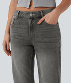 Jean décontracté Halara Flex™ taille basse coupe droite avec poches