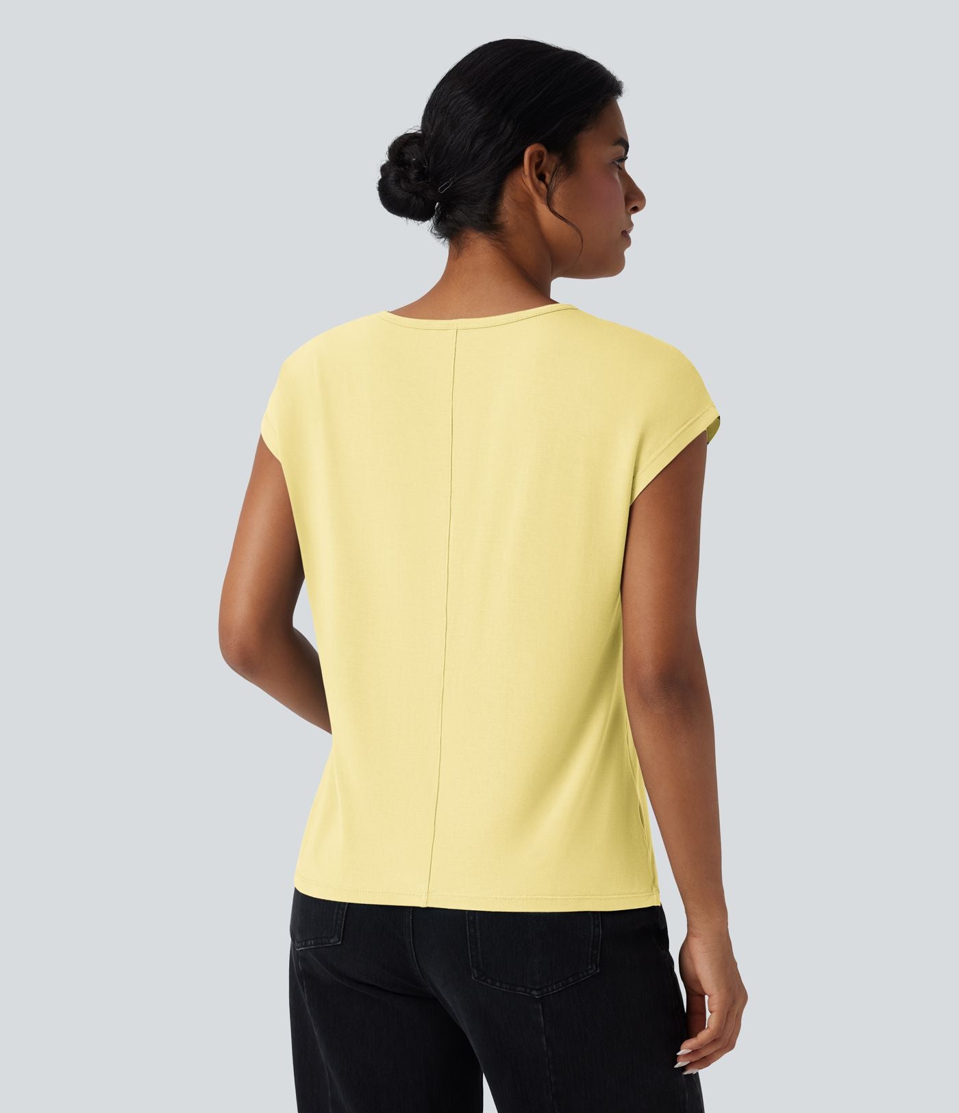 T-shirt casual col V manches courtes
