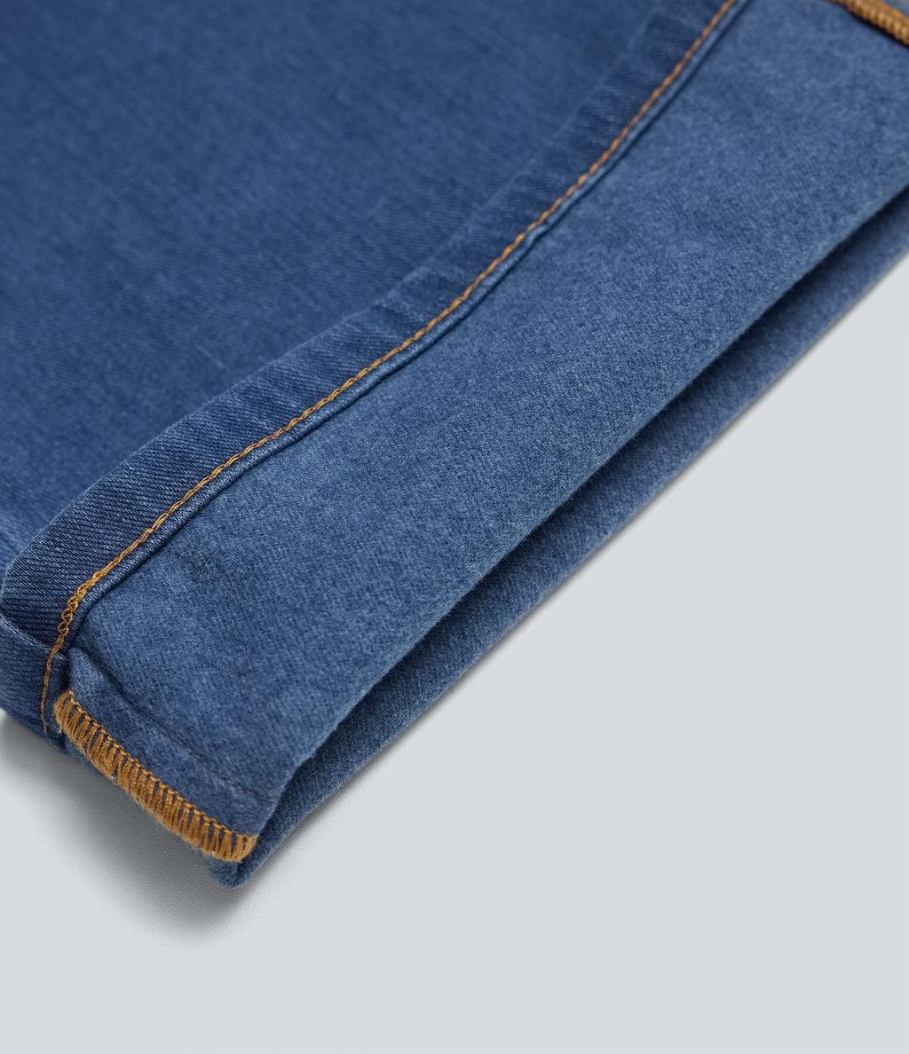 Halara Flex™ Jean 7/8 casual évasé en denim molleton taille mi-haute avec poches