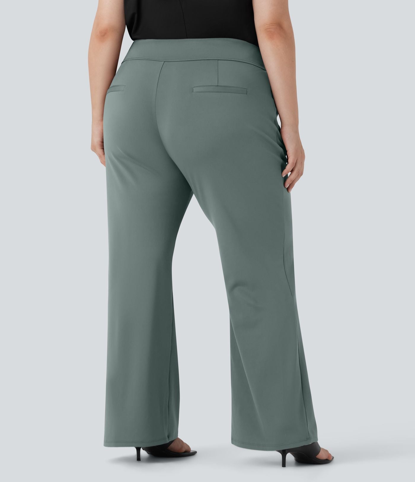 Pantalon tailleur évasé grande taille taille haute Halara Flex™ DayStretch avec poches zippées latérales