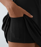 Robe de sport danse 2-pièces SoftlyZero™ Plush double bretelles caraco avec poche A-D